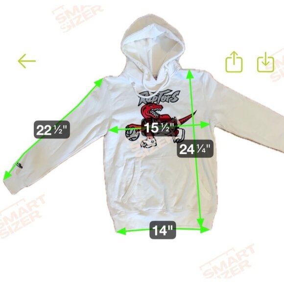Mitchell & Ness Toronto Raptors Hoodie S White NBA Basketball Dino Mascot - Picture 7 of 7